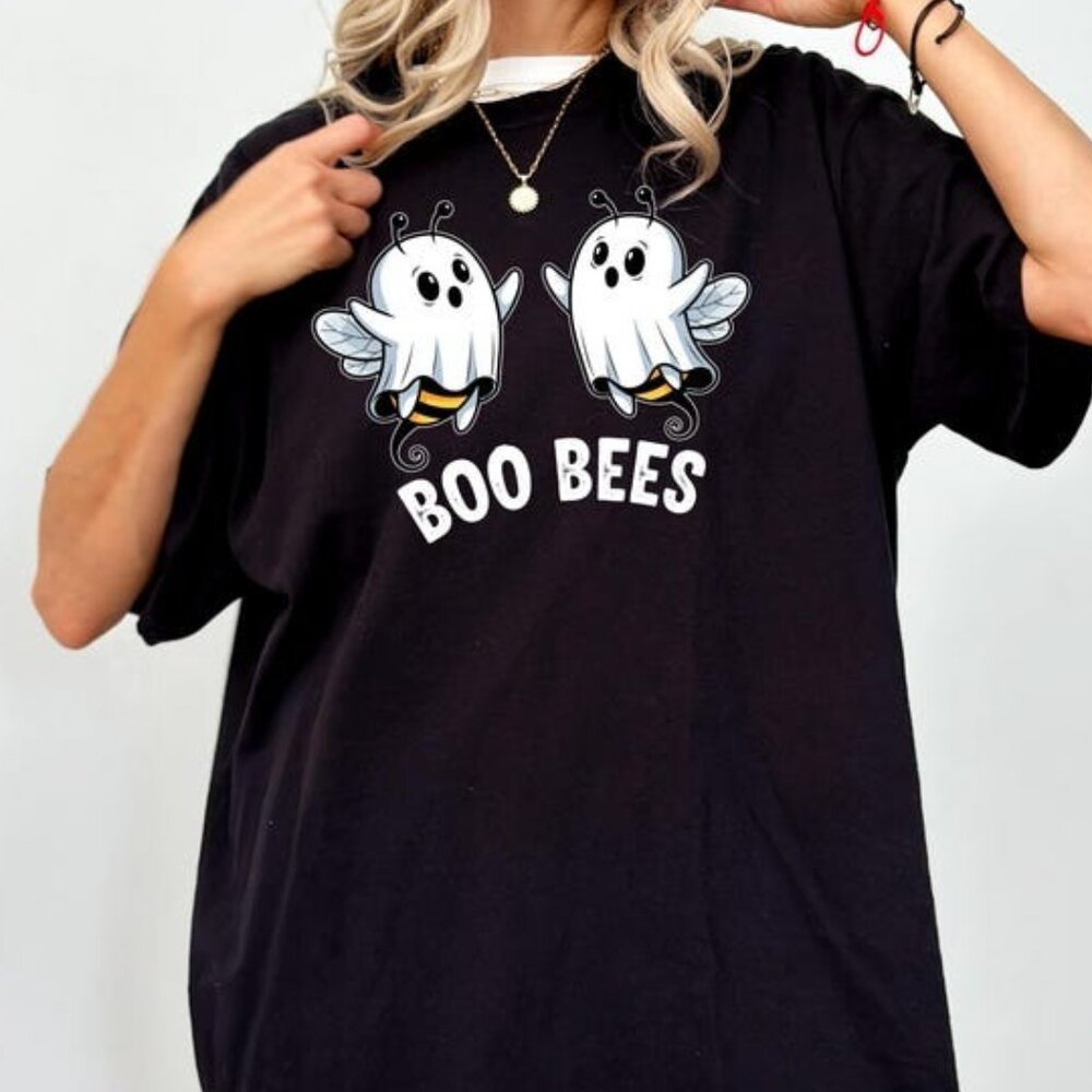 Boo Bees T-Shirt, Funny Halloween Pun Shirt, Cute Ghost Bee Graphic Tee